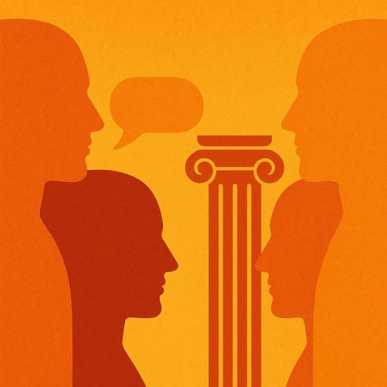 Grafisk billede af samtale, AI-genereret